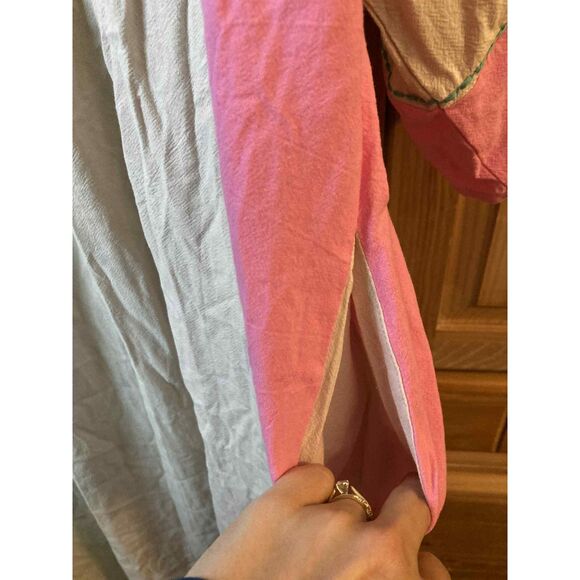 Blue Velvet | NWT Embroidered Boho Flowy Pink/Tan Maxi/midi Dress | Medium - Picture 7 of 7